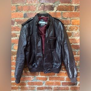 Members Only Leather Brown Racer Jacket